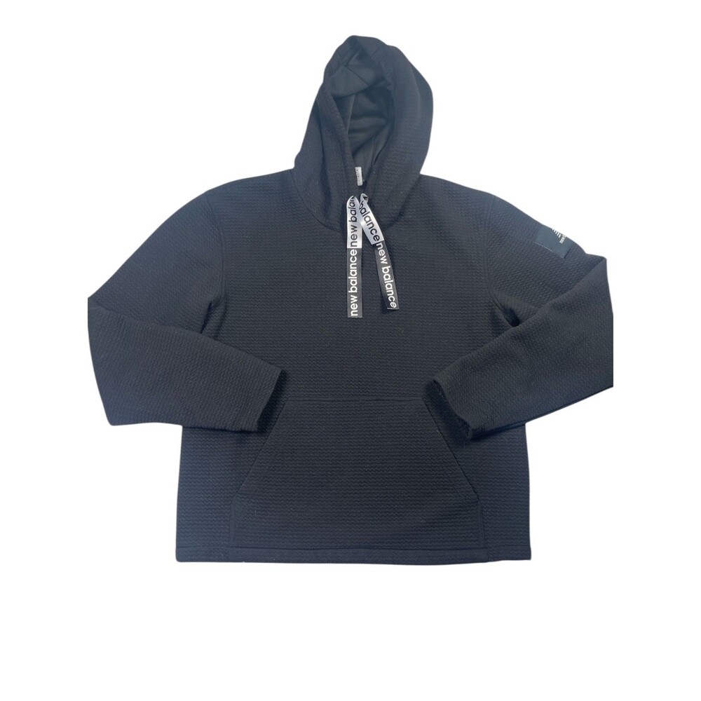 New Balance‎ Hoodie Men's S Black Textured Kangaroo Pockets Long Sleeve Pullover